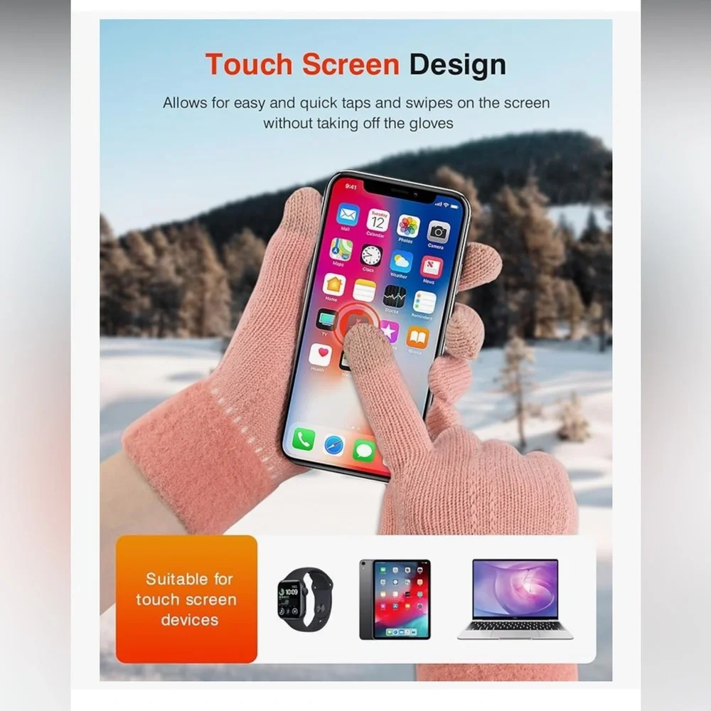 🆕 4 Pairs Winter Gloves for Women Warm Fleece Winter Touchscreen Texting Gloves